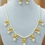 Elegant Pearl Necklace Set with Kundan Pendants and Earrings