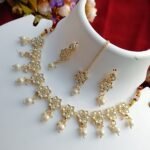 Floral Kundan Polki Choker Set with Pearl Drops
