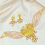 Butterfly Pearl Choker Necklace Set with Jhumka Earrings
