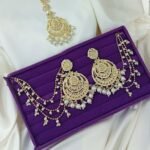 Royal Kundan Chandbali Earring & Tikka Set with Pearl Sahare
