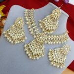 White Pearl & Kundan Polki Multi-Pendant Choker Set