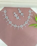 Geometric Zircon Necklace Set  Quartz Drops - Image 8
