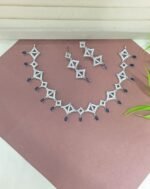 Geometric Zircon Necklace Set  Quartz Drops - Image 6