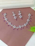 Geometric Zircon Necklace Set  Quartz Drops - Image 5