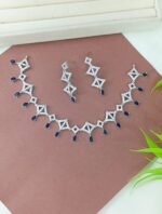 Geometric Zircon Necklace Set  Quartz Drops - Image 3