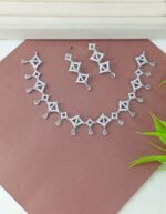 Geometric Zircon Necklace Set  Quartz Drops - Image 2