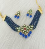 Red Crystal Beaded Choker Set with Kundan Pendant - Image 10