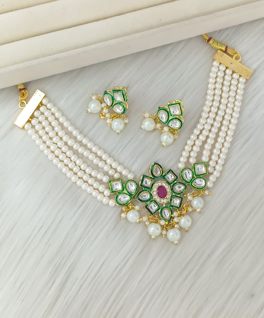 WhatsApp-Image-2025-12-22-at-11.50.17-1.jpeg Red Crystal Beaded Choker Set with Kundan Pendant - Image 1