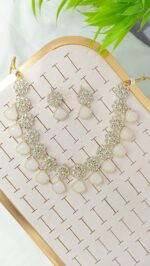 Kundan Necklace Set with Floral Drops - Image 6