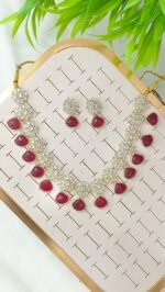 Kundan Necklace Set with Floral Drops - Image 5