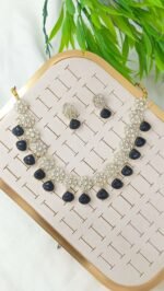 Kundan Necklace Set with Floral Drops - Image 4