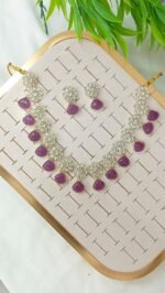 Kundan Necklace Set with Floral Drops - Image 2