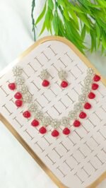 Kundan Necklace Set with Floral Drops - Image 7