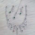 rhodium-plated or silver-plated American diamond jewelry set,