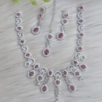 rhodium-plated or silver-plated American diamond jewelry set,