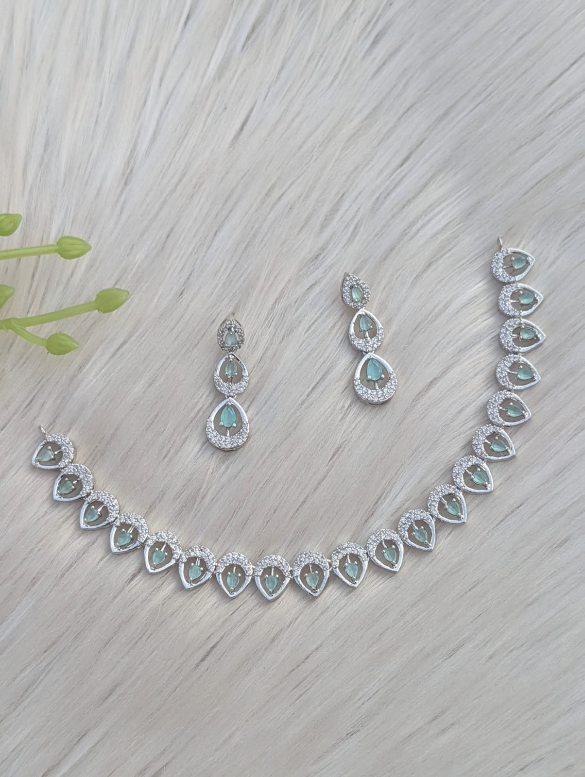 WhatsApp-Image-2026-02-13-at-18.53.26.jpeg silver-plated American diamond necklace and earring set - Image 1