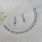 silver-plated American diamond necklace and earring set