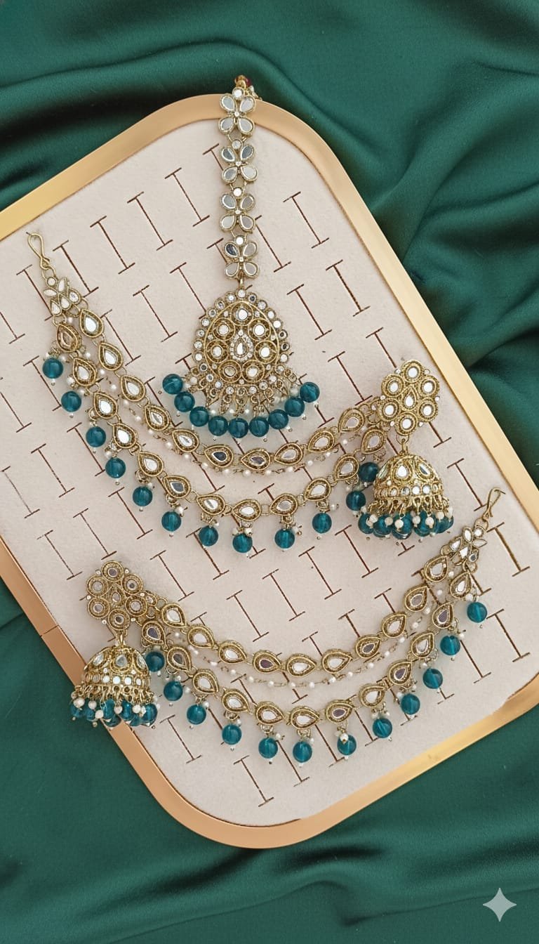 WhatsApp-Image-2026-02-15-at-14.09.06.jpeg Pakistani-style mirror worked jhumka earrings and a tikli (Copy) - Image 1