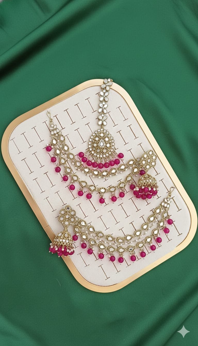 WhatsApp-Image-2026-02-15-at-14.09.07-1.jpeg Pakistani-style mirror worked jhumka earrings and a tikli - Image 1