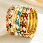 Painted enamel dripping copper bracelet - Image 2