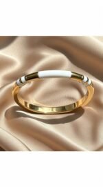 white enamelled brass cuff bracelet.