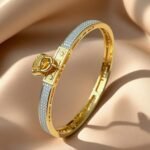 gold-plated stainless steel cuff bangle bracelet