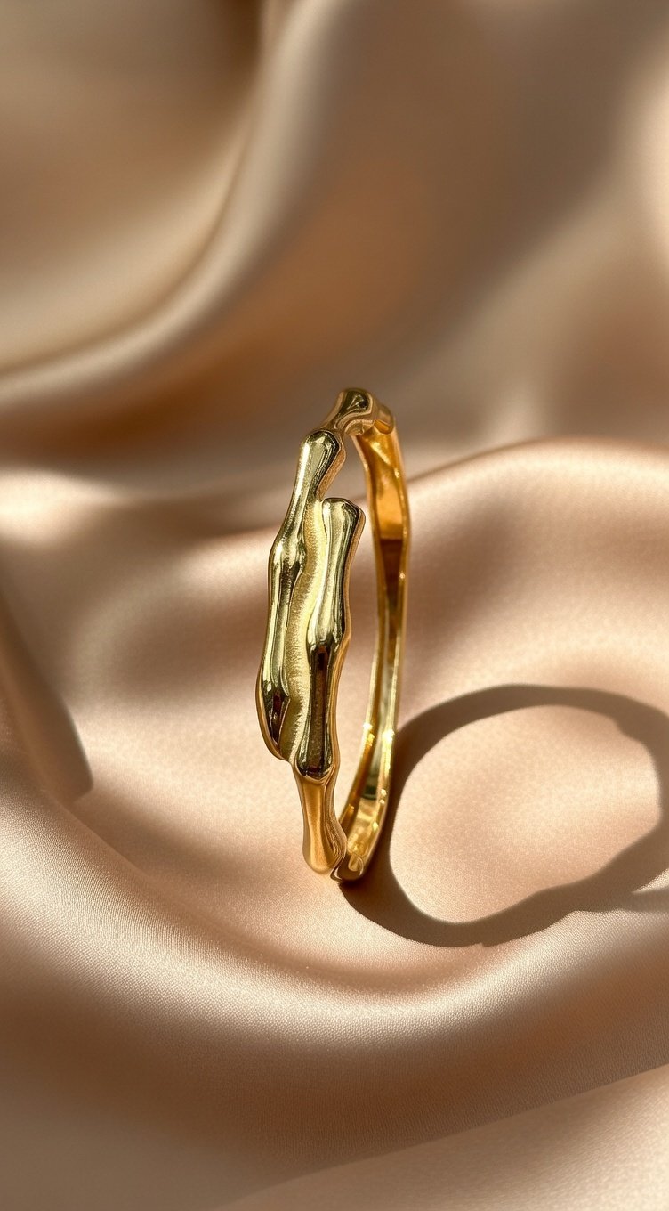 image (30) gold-plated open cuff bangle bracelet features a textured, - Image 1