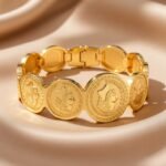 gold-plated coin bracelet is a piece