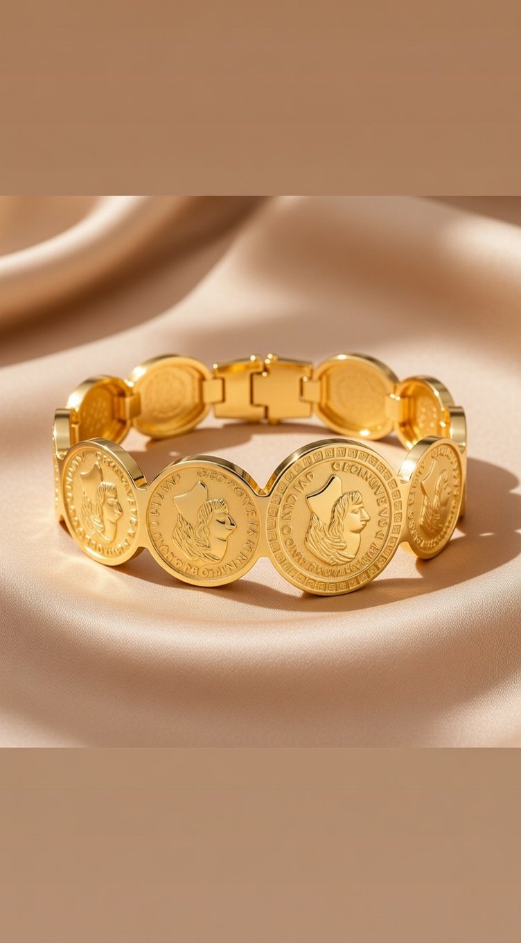 image (38) gold-plated coin bracelet is a piece - Image 1