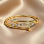 Local Pitara 18k gold-plated stone studded nail kada bracelet,.