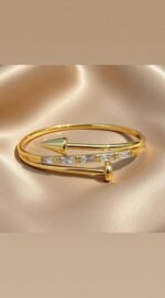 Local Pitara 18k gold-plated stone studded nail kada bracelet,.