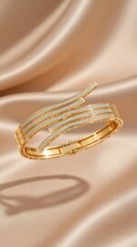 gold-plated or rose gold-finished cuff bracelet