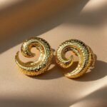 18k hammered gold crescent or swirl earrings