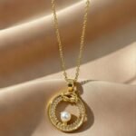 Trendy Moon and Star Design pearl necklace