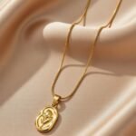 stainless steel tulip rose pendant necklace,