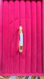 white enamelled brass cuff bracelet. - Image 2