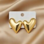 gold-plated heart-shaped stud earrings