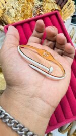 Palmonas 18k gold-plated nail bangle bracelet for women. - Image 2