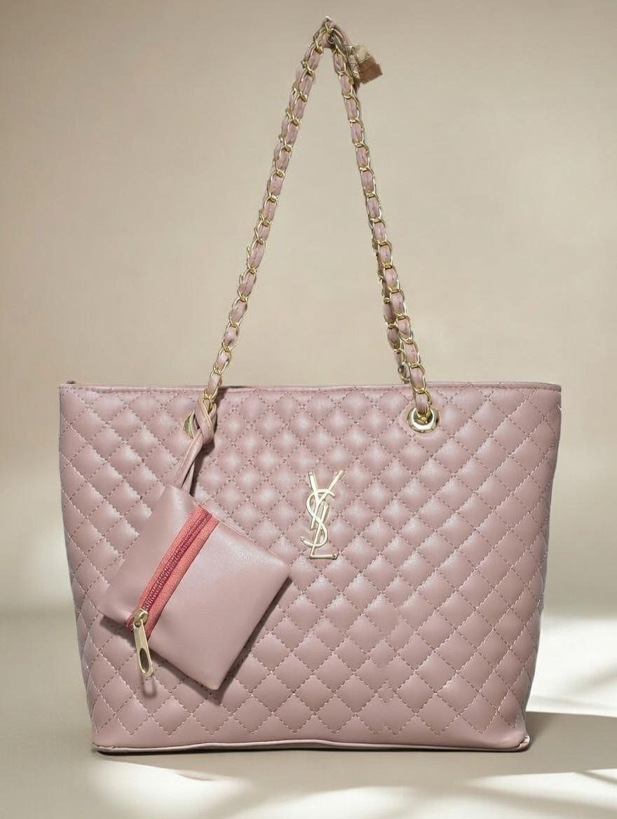 photo_3_2026-01-10_15-02-21.jpg Premium Peach Diamond-Quilted Tote Bag with Elegant Scarf ( - Image 1