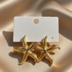gold-plated stainless steel starfish stud earrings