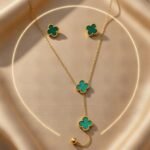 gold clover jewelry set