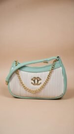 Chanel Pleated Mini Hobo Bag (Two-Tone Mint & White) - Image 2
