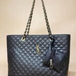 Premium Peach Diamond-Quilted Tote Bag with Elegant
