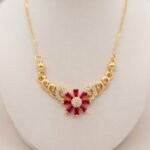 gold plated cubic zirconia (CZ) multi-shape charm necklace