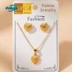gold-plated chain necklace and matching stud earrings, (Copy)