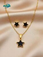 gold-plated chain necklace and matching stud earrings - Image 2