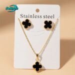 gold-plated chain necklace and matching stud earrings,