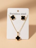 gold-plated chain necklace and matching stud earrings,