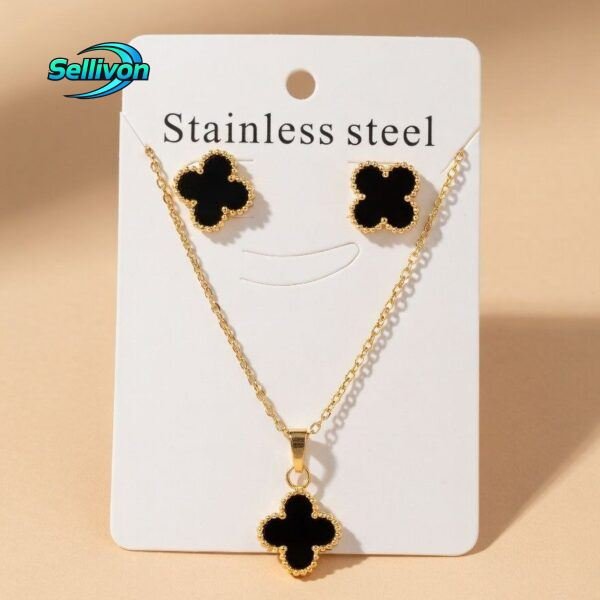 gold-plated chain necklace and matching stud earrings,