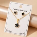 gold-plated chain necklace and matching stud earrings